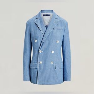 NEW Polo Ralph Lauren Women's 10 Double-Breasted Chambray Blazer NWT $698